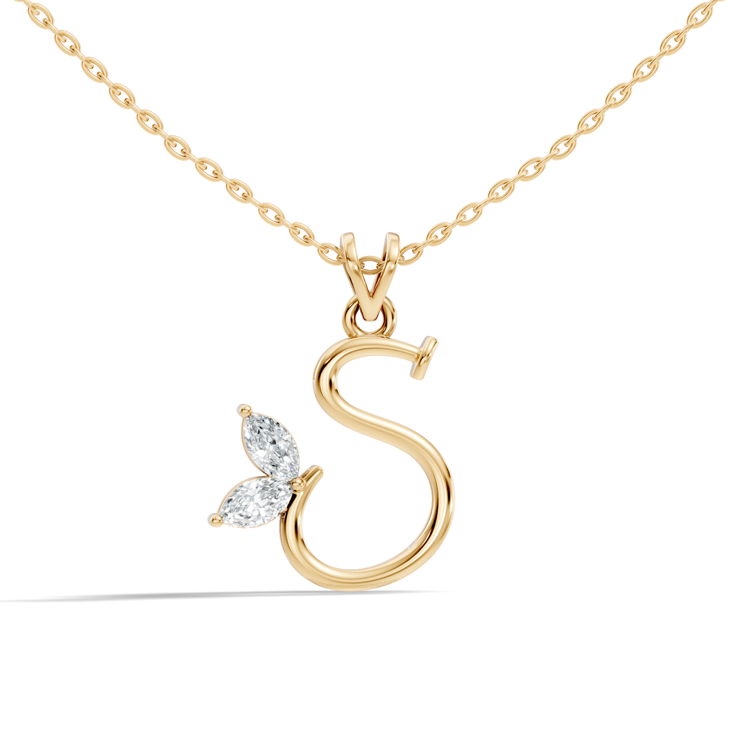 Elegant S Letter Diamond Pendant 0.36 Carat Unisex Jewelry In 14K Solid Yellow Gold