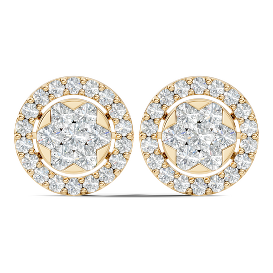 Elegant Tringle Diamond Stud 10k Solid Gold Wedding Wear Diamond Earrings For Her