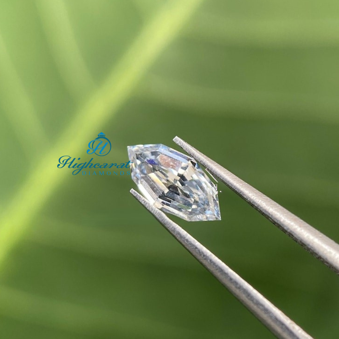 Certified Elongated Marquise Step Cut Diamond with polished finish and balanced proportions