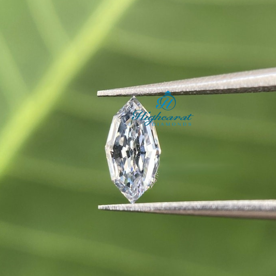 High Clarity Elongated Marquise Diamond with crisp facet lines and bright reflection