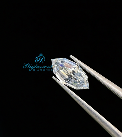 Elongated Marquise Step Cut Lab Grown Diamond featuring sharp symmetry and mirror like faceting