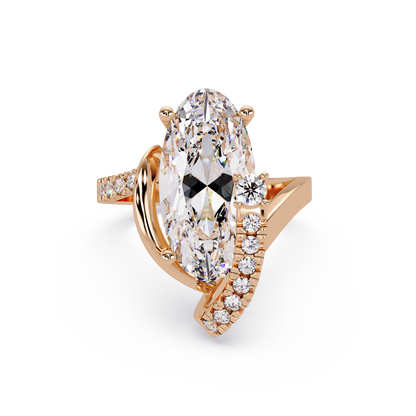 Marquise Cut Lab Grown Diamond Bypass Accented Ring - HIGHCARAT DIAMONDS