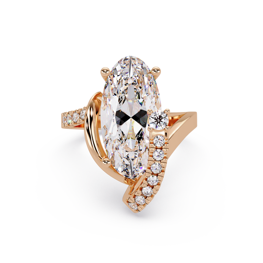 Marquise Cut Lab Grown Diamond Bypass Accented Ring - HIGHCARAT DIAMONDS