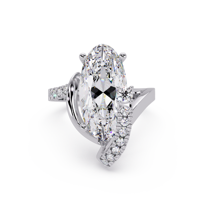 Marquise Cut Lab Grown Diamond Bypass Accented Ring - HIGHCARAT DIAMONDS