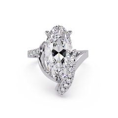 Marquise Cut Lab Grown Diamond Bypass Accented Ring - HIGHCARAT DIAMONDS