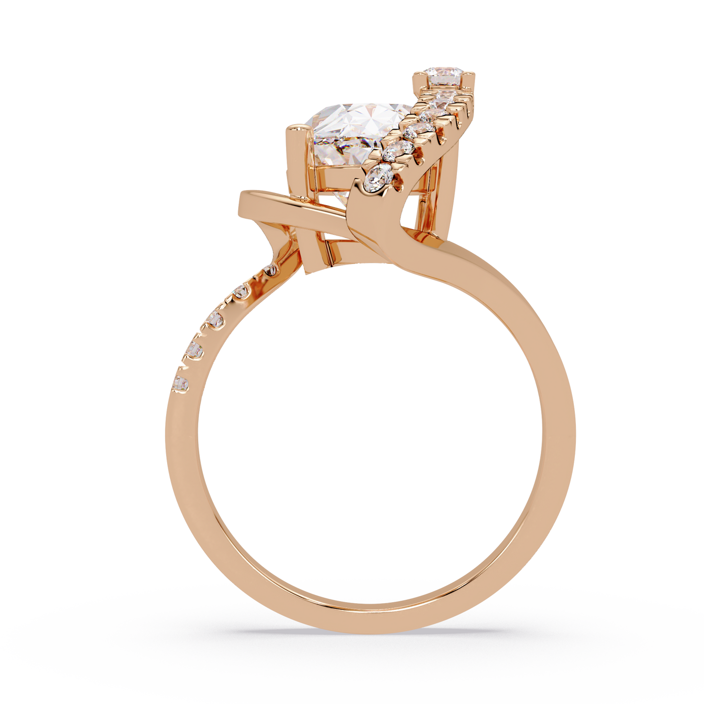 Marquise Cut Lab Grown Diamond Bypass Accented Ring - HIGHCARAT DIAMONDS