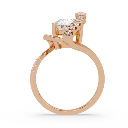 Marquise Cut Lab Grown Diamond Bypass Accented Ring - HIGHCARAT DIAMONDS