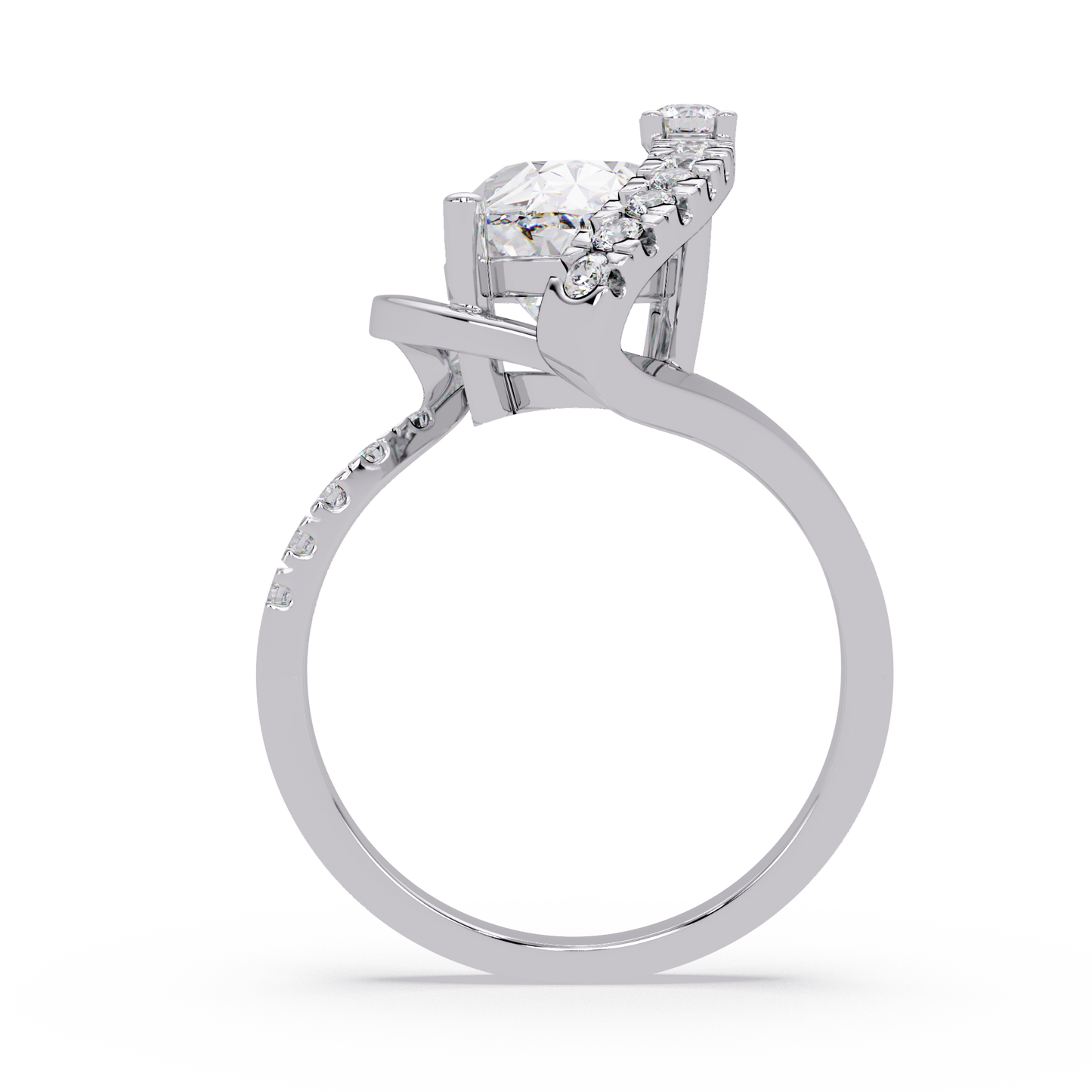 Marquise Cut Lab Grown Diamond Bypass Accented Ring - HIGHCARAT DIAMONDS