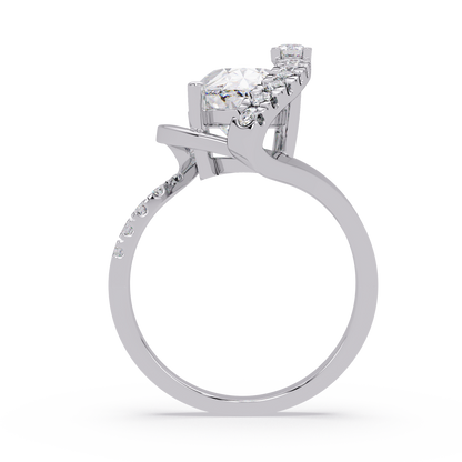 Marquise Cut Lab Grown Diamond Bypass Accented Ring - HIGHCARAT DIAMONDS