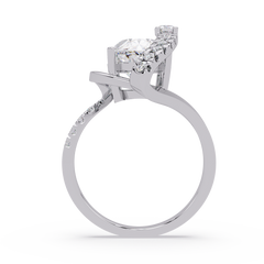 Marquise Cut Lab Grown Diamond Bypass Accented Ring - HIGHCARAT DIAMONDS