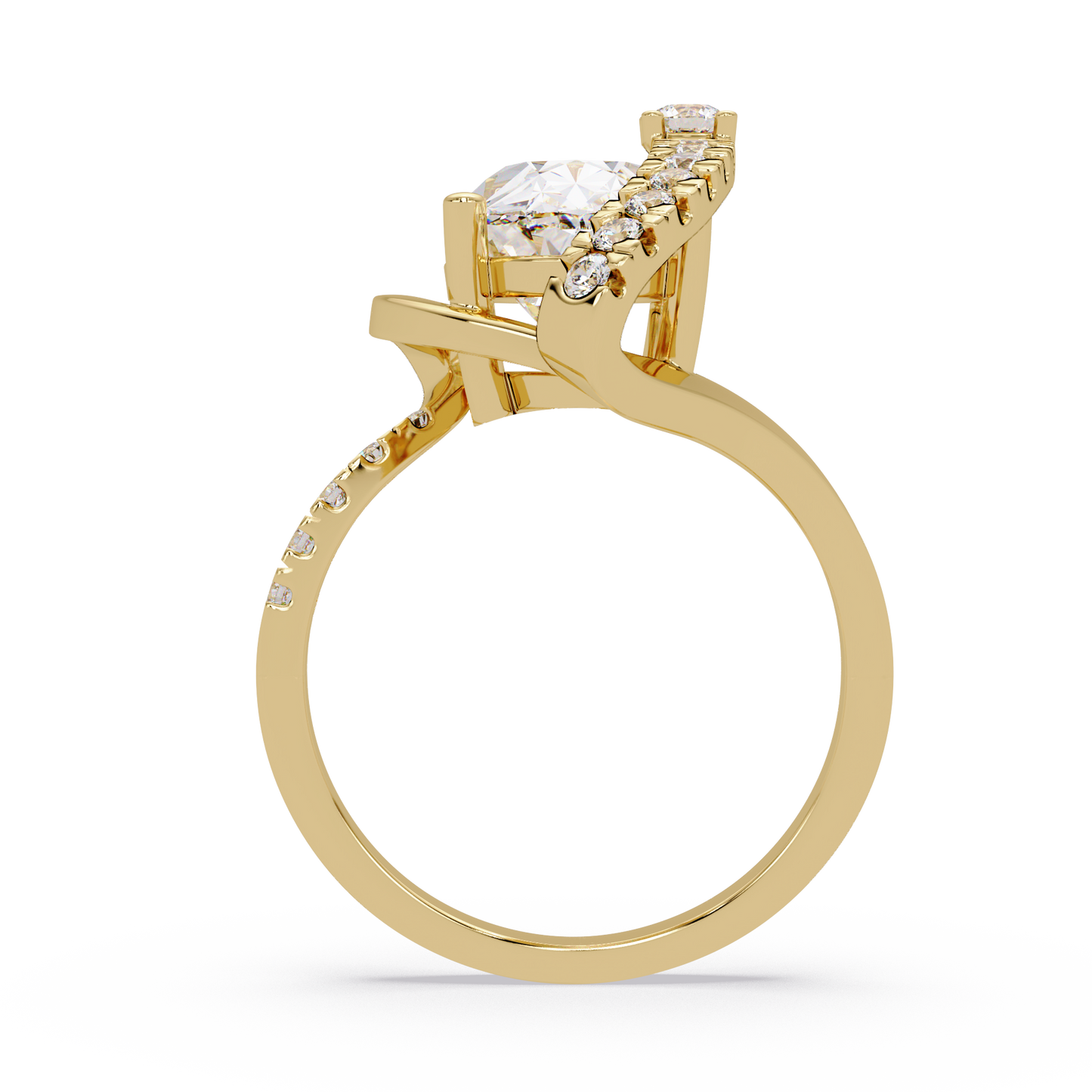 Marquise Cut Lab Grown Diamond Bypass Accented Ring - HIGHCARAT DIAMONDS