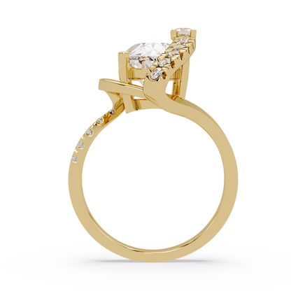 Marquise Cut Lab Grown Diamond Bypass Accented Ring - HIGHCARAT DIAMONDS