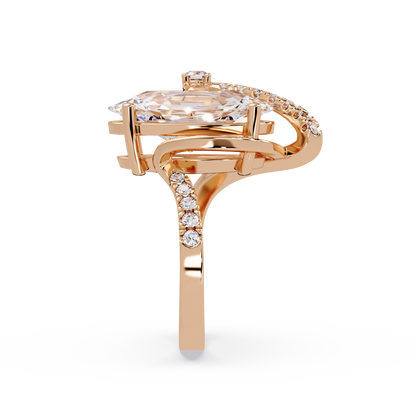 Marquise Cut Lab Grown Diamond Bypass Accented Ring - HIGHCARAT DIAMONDS