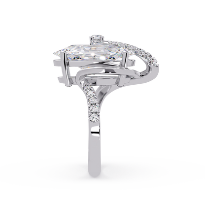 Marquise Cut Lab Grown Diamond Bypass Accented Ring - HIGHCARAT DIAMONDS