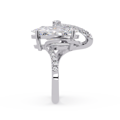 Marquise Cut Lab Grown Diamond Bypass Accented Ring - HIGHCARAT DIAMONDS