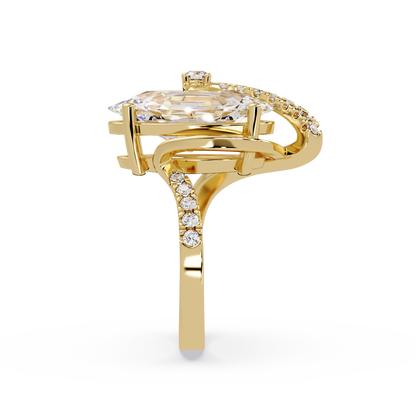 Marquise Cut Lab Grown Diamond Bypass Accented Ring - HIGHCARAT DIAMONDS