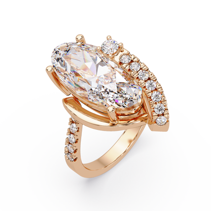 Marquise Cut Lab Grown Diamond Bypass Accented Ring - HIGHCARAT DIAMONDS