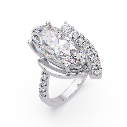 Marquise Cut Lab Grown Diamond Bypass Accented Ring - HIGHCARAT DIAMONDS