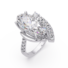 Marquise Cut Lab Grown Diamond Bypass Accented Ring - HIGHCARAT DIAMONDS