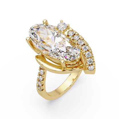 Marquise Cut Lab Grown Diamond Bypass Accented Ring - HIGHCARAT DIAMONDS