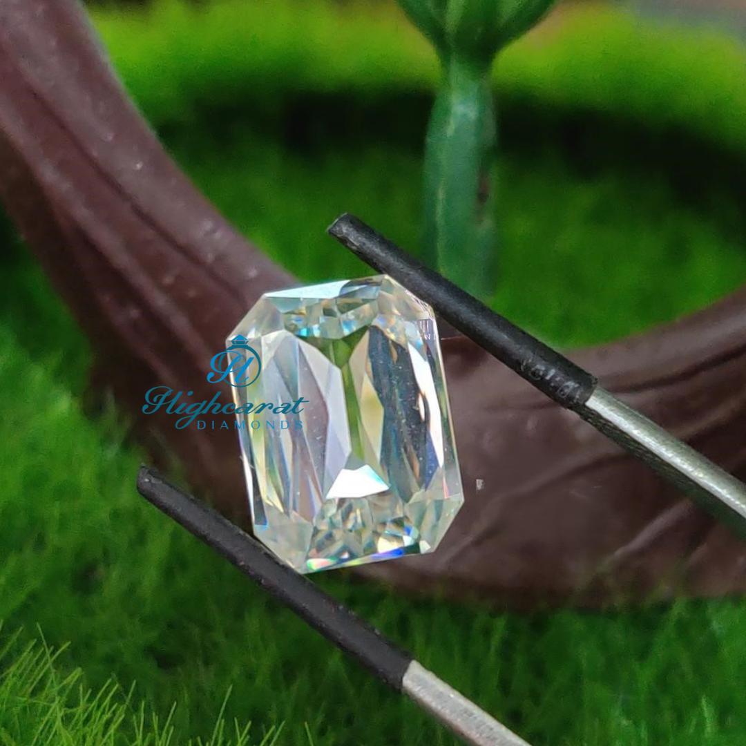 Certified Emerald Criss Shape Lab Grown Diamond with polished finish and defined structure