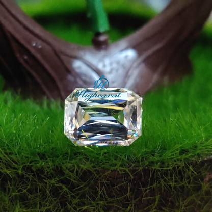 High Clarity Emerald Criss Step Cut Lab Grown Diamond with refined light performance