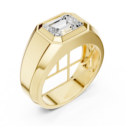 2.00 Ct Emerald Shape Lab grown Diamond 14k Solid White Gold Wedding Wear Men's Ring - HIGHCARAT DIAMONDS
