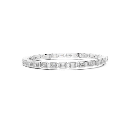 9.30Ct Emerald Cut Top Grade Diamond Elegant Minimalist Bezel Set Vintage Stunning Party Wear Bracelet  For Her - HIGHCARAT DIAMONDS