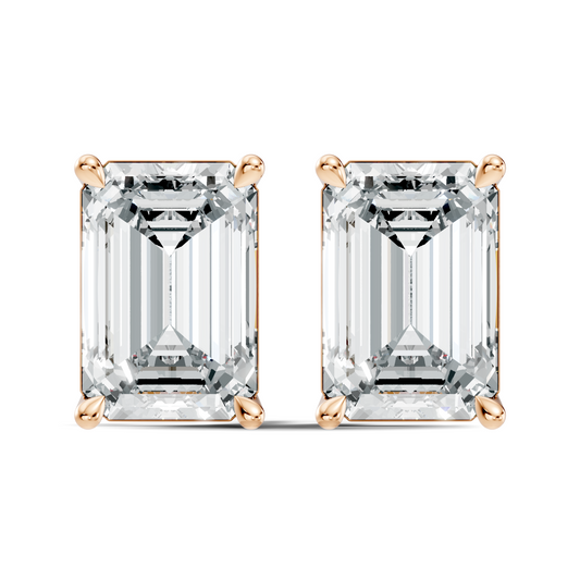 Luxury 6.41 Ct Emerald Cut Lab Grown Diamond Stud Earrings For Women In 18K Gold - HIGHCARAT DIAMONDS