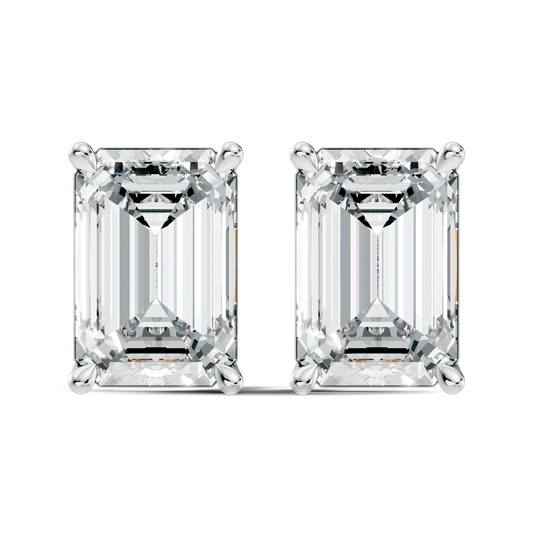 Luxury 6.41 Ct Emerald Cut Lab Grown Diamond Stud Earrings For Women In 18K Gold - HIGHCARAT DIAMONDS