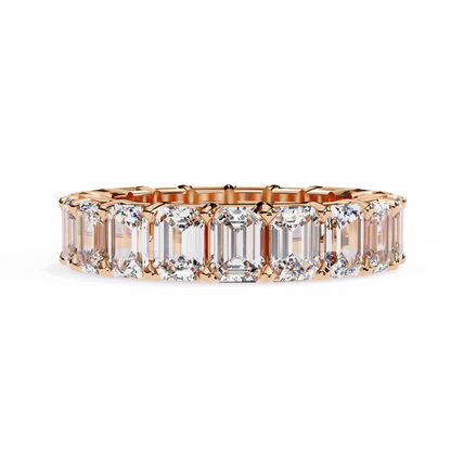 Emerald cut lab grown diamond wedding band