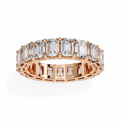Continuous emerald cut diamond band ring