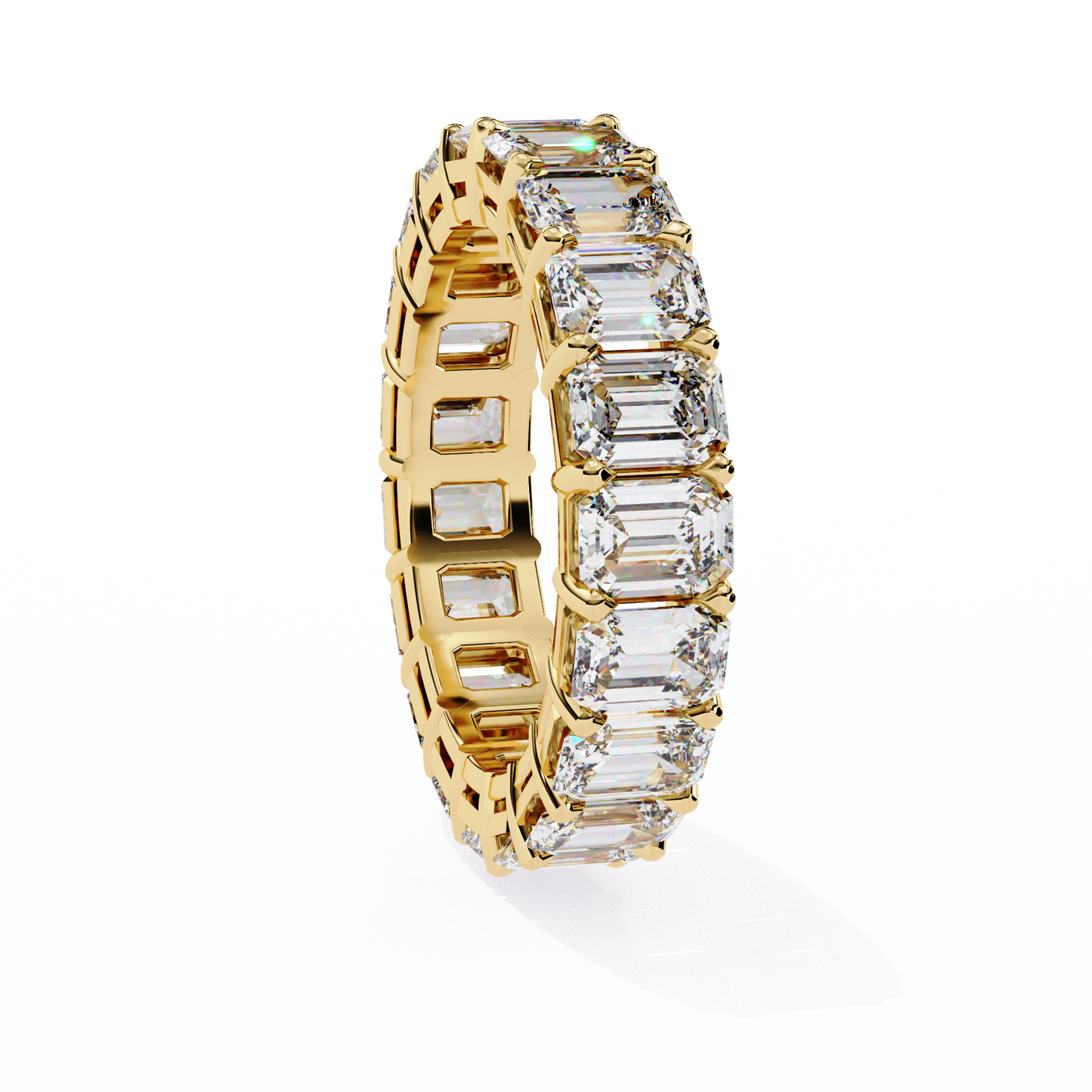 4.88Ct Emerald Cut Lab Grown Diamond Full Eternity Elegant Prong Set Wedding Band Gift For Women's - HIGHCARAT DIAMONDS