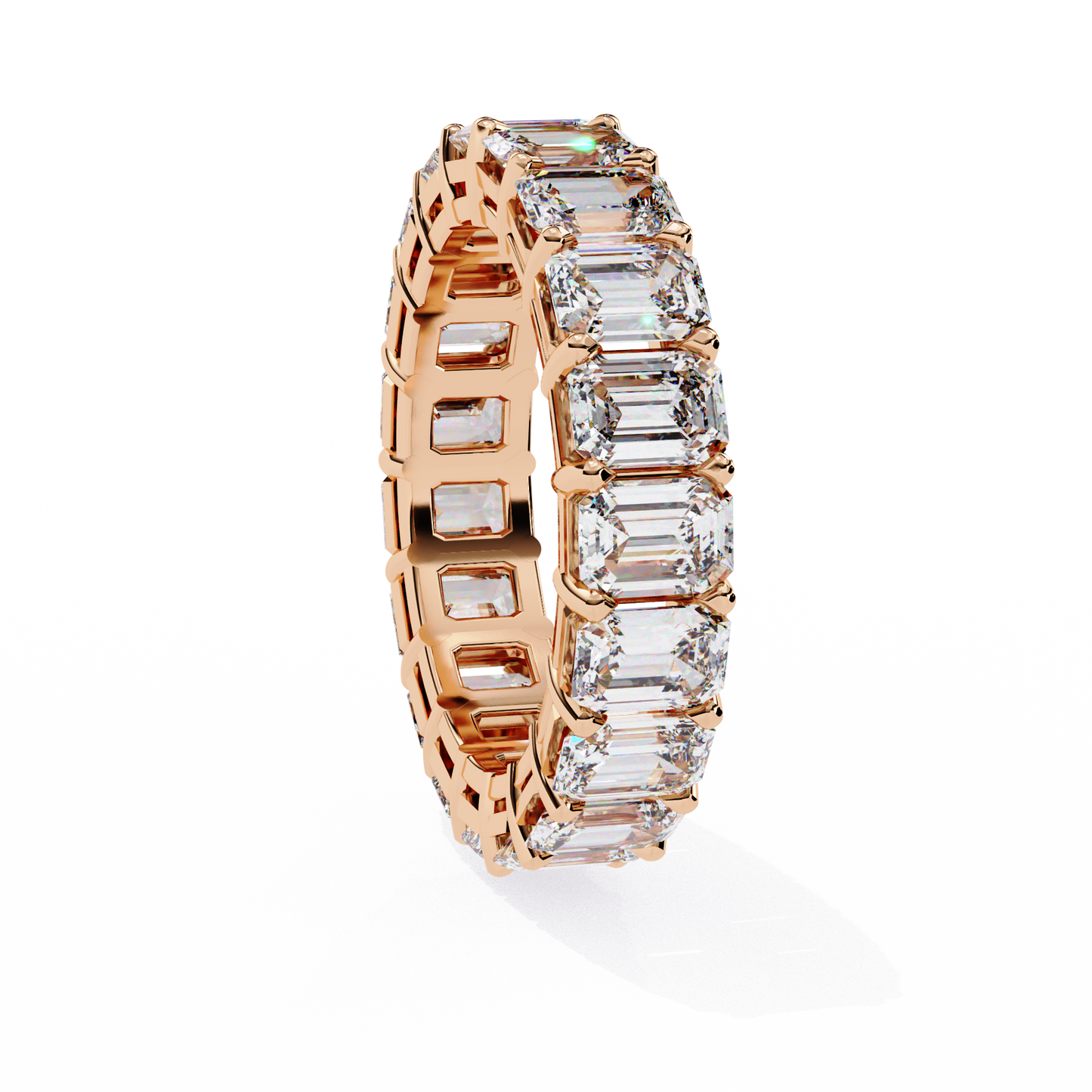 4.88Ct Emerald Cut Lab Grown Diamond Full Eternity Elegant Prong Set Wedding Band Gift For Women's - HIGHCARAT DIAMONDS