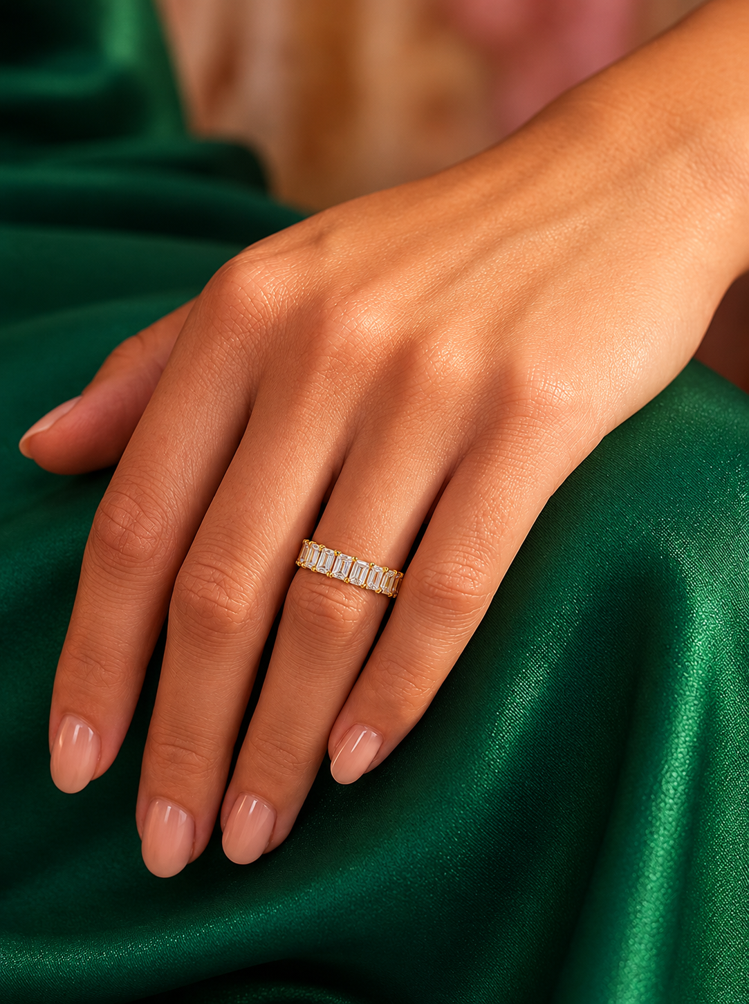 Emerald Cut Lab Grown Diamond Eternity Band Ring - HIGHCARAT DIAMONDS