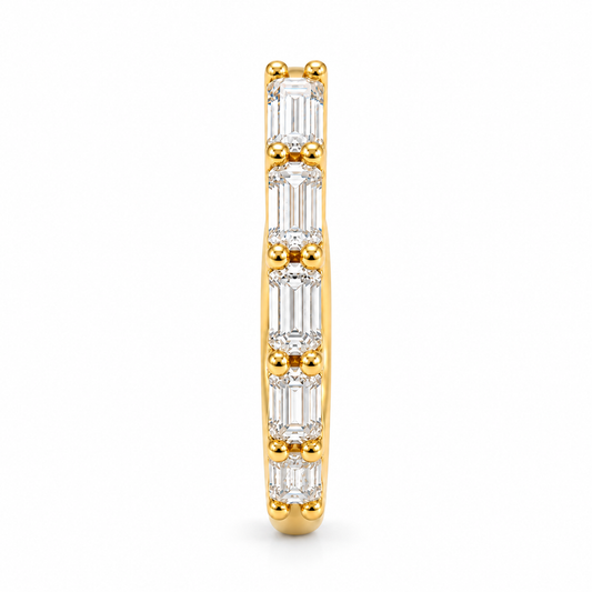 Emerald Cut Lab Grown Diamond Half Eternity Yellow Gold Band