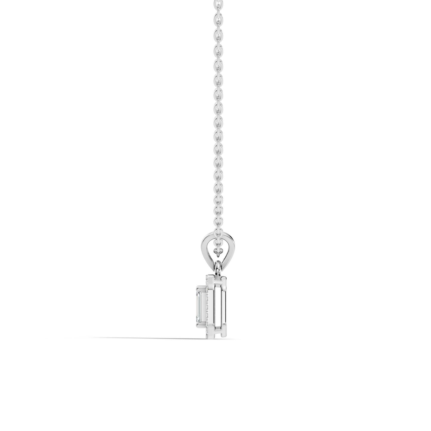 Emerald Cut Lab-Grown Diamond Halo Pendant Perfect Gift For Women's