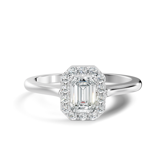 Emerald Cut Lab-Grown Diamond Halo Solitaire Ring - HIGHCARAT DIAMONDS