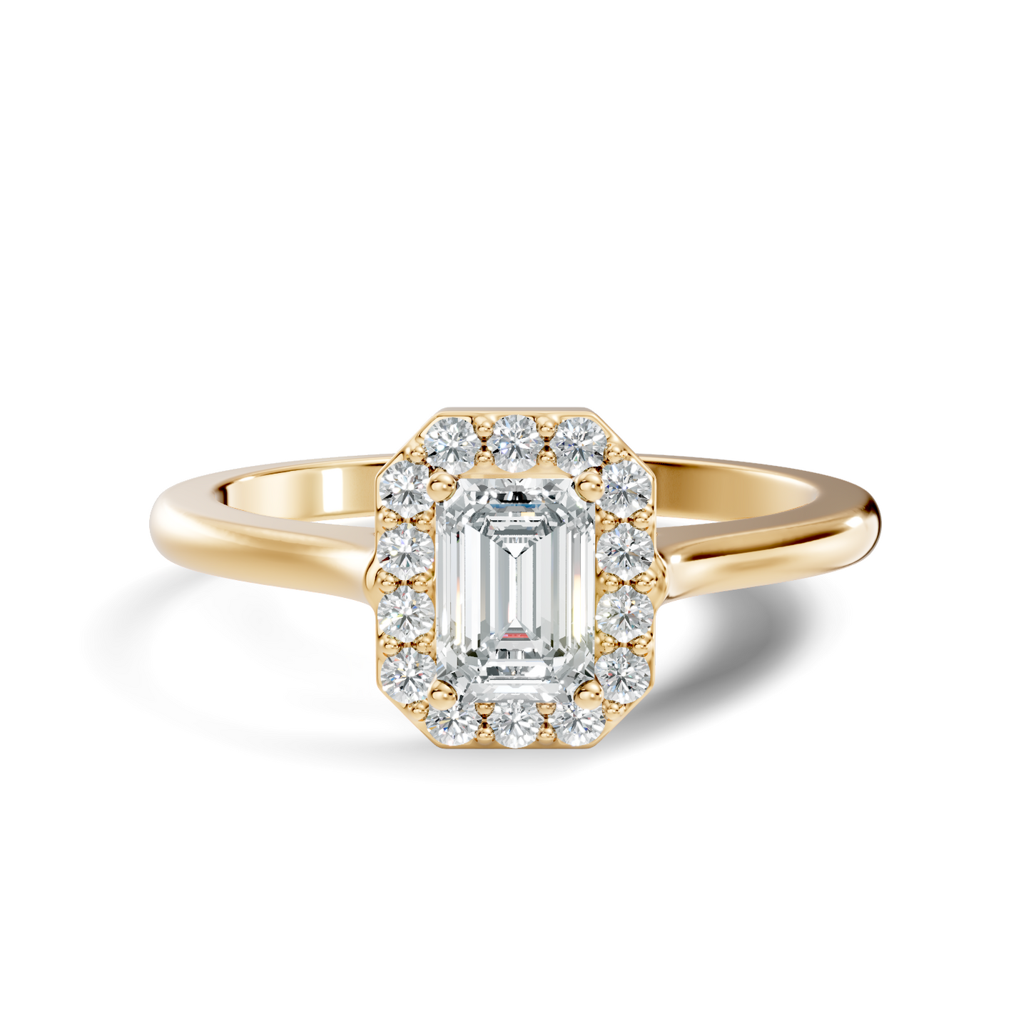 Emerald Cut Lab-Grown Diamond Halo Solitaire Ring
