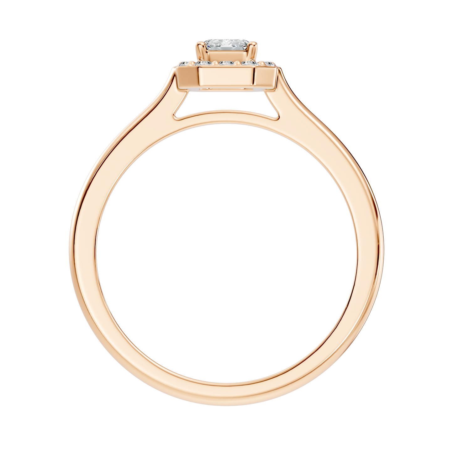 Emerald Cut Lab-Grown Diamond Halo Solitaire Ring