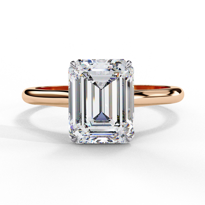 Solitaire Emerald Cut Diamond Engagement Ring featuring lab grown center stone