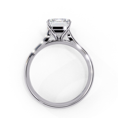 Front view of emerald cut lab grown diamond solitaire ring