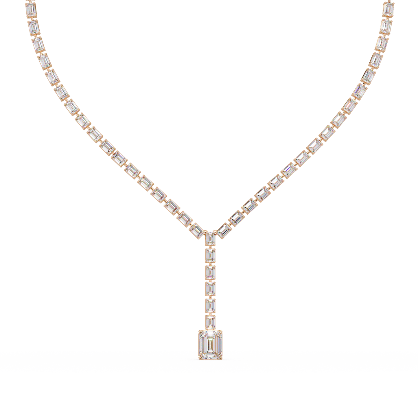 Emerald Cut Lab Grown Tennis Diamond Necklace - HIGHCARAT DIAMONDS
