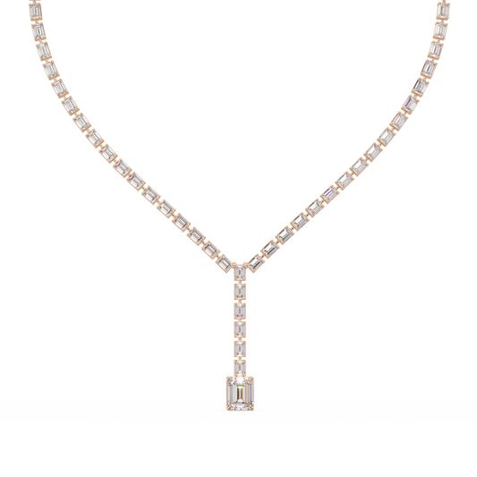 Emerald Cut Lab Grown Tennis Diamond Necklace - HIGHCARAT DIAMONDS