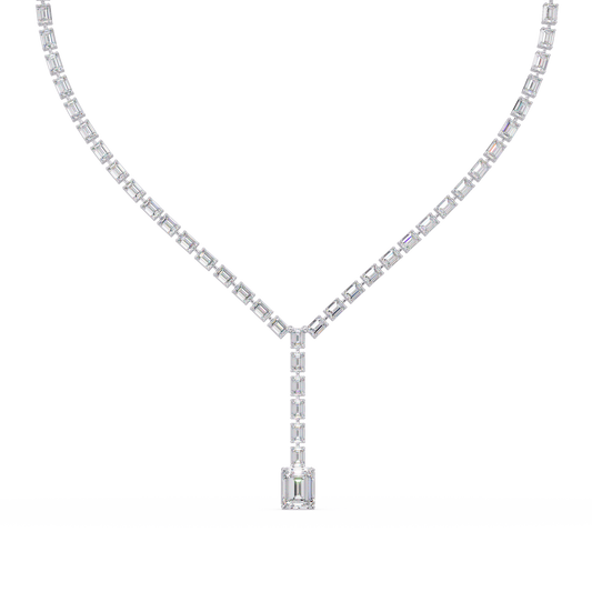 Emerald Cut Lab Grown Tennis Diamond Necklace - HIGHCARAT DIAMONDS