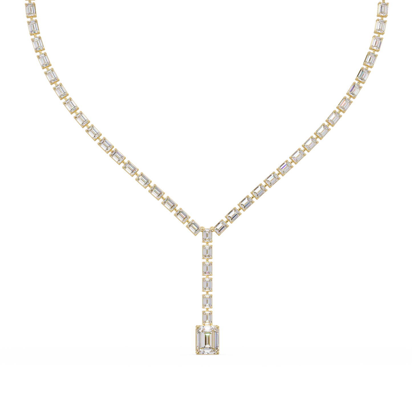 Emerald Cut Lab Grown Tennis Diamond Necklace - HIGHCARAT DIAMONDS