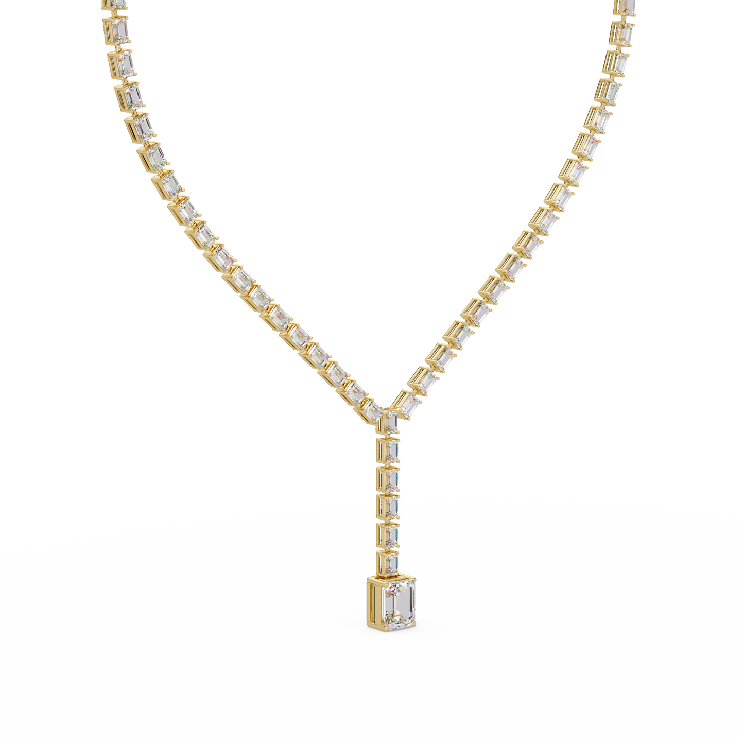 Emerald Cut Lab Grown Tennis Diamond Necklace - HIGHCARAT DIAMONDS