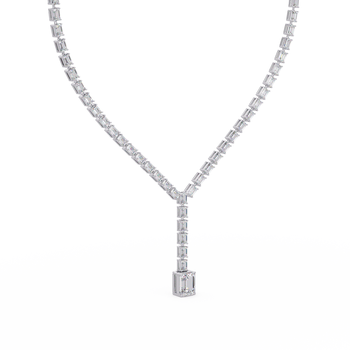 Emerald Cut Lab Grown Tennis Diamond Necklace - HIGHCARAT DIAMONDS
