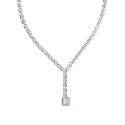 Emerald Cut Lab Grown Tennis Diamond Necklace - HIGHCARAT DIAMONDS