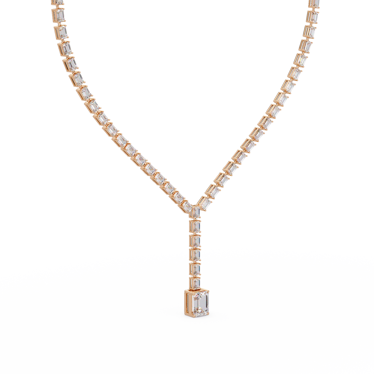 Emerald Cut Lab Grown Tennis Diamond Necklace - HIGHCARAT DIAMONDS